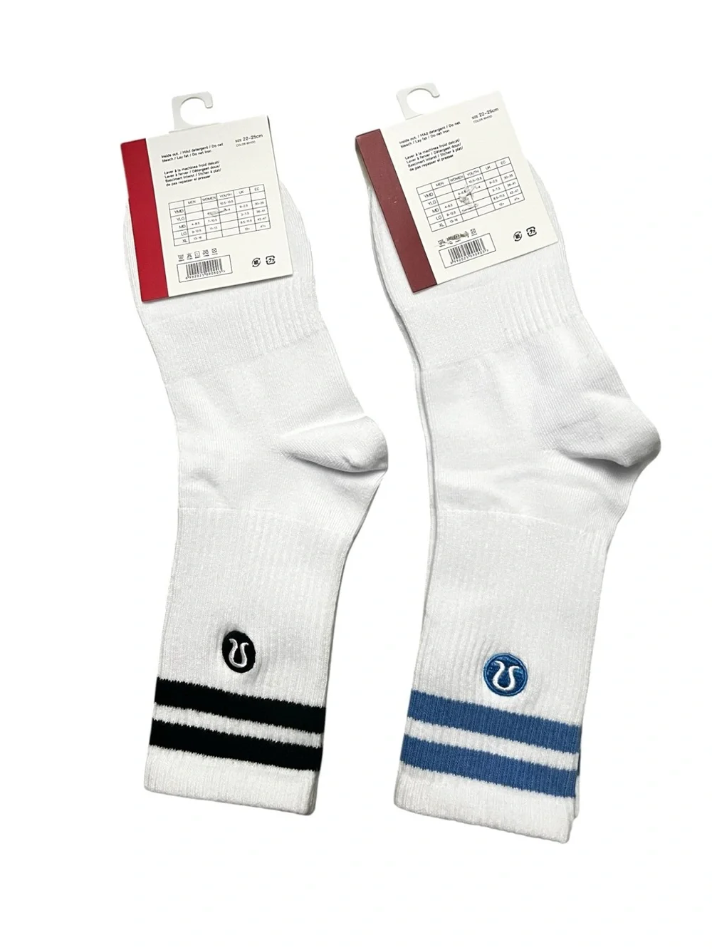Set of 2 Lululemon Daily Stride Crew Socks Women’s M Blue Black Athleisure Cozy